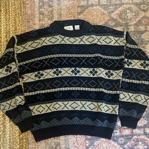 Vintage 80s 90s Geometric Knit Sweater Unisex Oversized